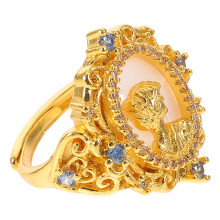Retro Cameo Statement Ring Met Koperen