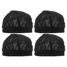 4St Zwarte Ademende Wig Dome Caps, Stretch Mesh Net Cap Voor Vrouwen