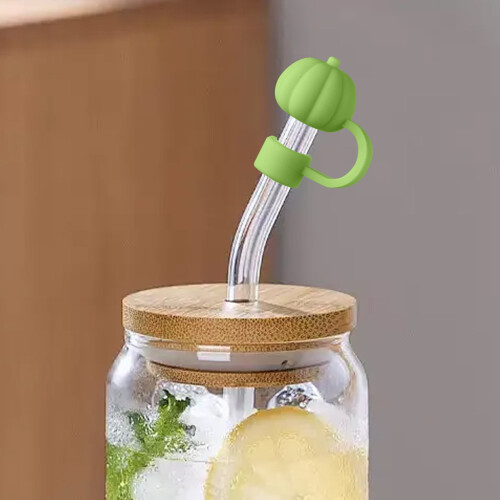Pumpaformade sugrörsskydd – 2 st, gröna, 3 cm 1