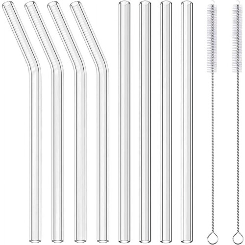 Roofei reusable glass straws for bubble tea, smoothies,