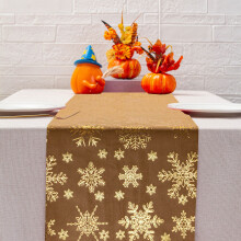 Goldener Schneeflocken-Weihnachtstischläufer, 275 cm