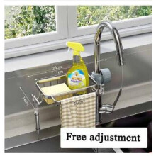 Bathroom faucet shelf aluminum sponge drain rack black