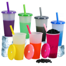 Copo térmico de 946 ml (32 oz) com tampa e canudo que muda de cor.