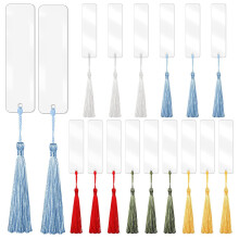 30 Pieces Blank Acrylic Bookmark Acrylic DIY Bookmark Unfinished Acrylic Book Markers Ornaments and 30 Colorful Tassels