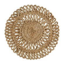 Tovaglietta rotonda in juta da 38 cm con motivo floreale, colore naturale