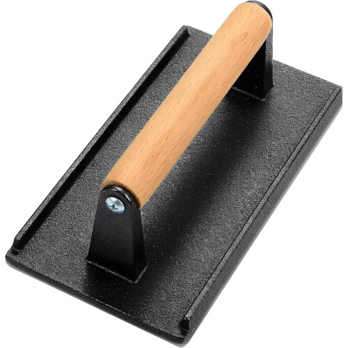 Grelha de ferro fundido com cabo de madeira 20,6 x 10,7 cm