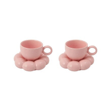 2X Flower Coffee Cup & Saucer Set Cute Mug & Saucer Set Ceramic Coffee Cup with Sunflower Saucer Latte Cups 6.7Oz