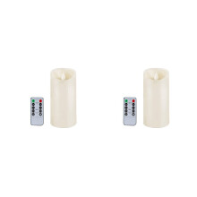 2X Flickering Flameless Candles Battery Operated with Remote Control and Timer, 3X6 Inch for Indoor Outdoor Decoration