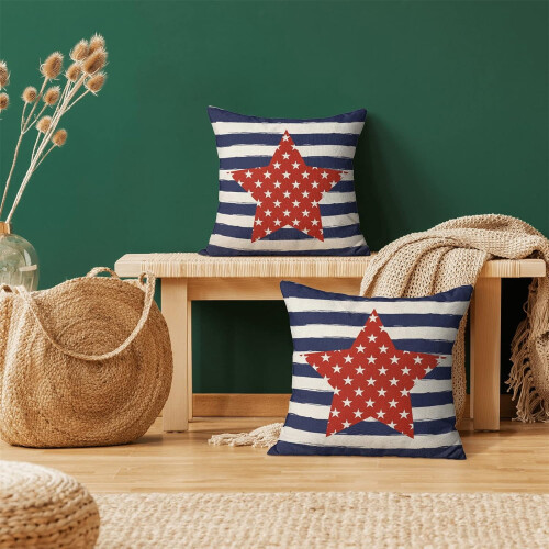 Conjunto de 2 capas de almofada com a bandeira americana, 45x45 cm (18x18 polegadas). 2