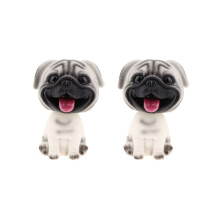 2X Resin Cute Bobble  Dog Bobbing  Puppy Figurine Toy Home Home/Car Dashboard for Car Vehicle Decoration - Pug