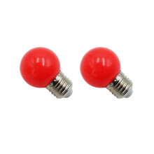 2x E27 LED-Lampen - E27 1W PE Mattierte LED-Kugel, farbig weiß/rot/grün/gelb, 220V - 1 Stück (rot)