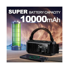2x Notfall-Wetterradio FM/AM/WB, tragbares Kurbelradio, Taschenlampe, solarbetrieben (10000 mAh) für