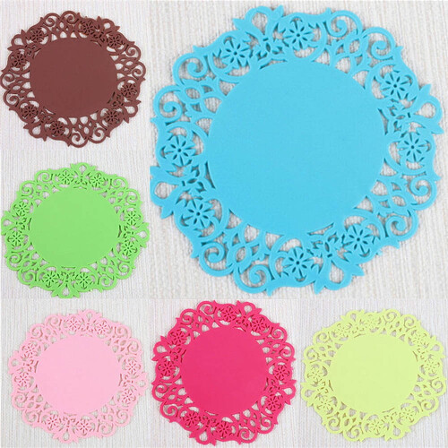 Silicone Drink Coasters with Lace Flower Design 6 pcs 1