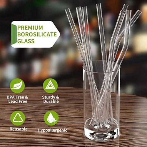 Roofei reusable glass straws for bubble tea, smoothies, 2