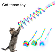 Varinha de brinquedo Shulemin para animais de estimação, brinquedo para gatos com corda longa para aliviar o tédio, varinha interativa colorida e