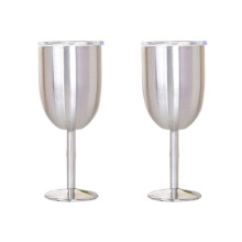 2X Wine Glass Stainless Steel Double Layer Goblet Color Large Capacity Tumbler Resistant Wine Cup Silver