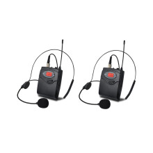 2X Wireless Microphone Set with -Wear + Lavalier Lapel Mics Transmitter Receiver UHF Frequency for Speech Teaching