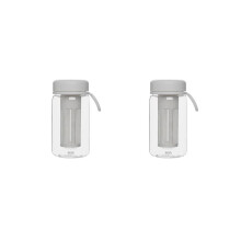 2X Cold Brew Coffee Maker Tumbler with Soft Silicone Handle Portable Iced Coffee & Tea Infuser with Travel Cup,White