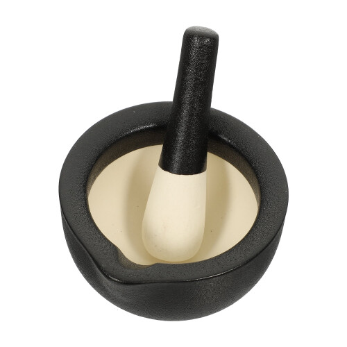 Keramik-Knoblauchpresse mit Stößel, Schwarz