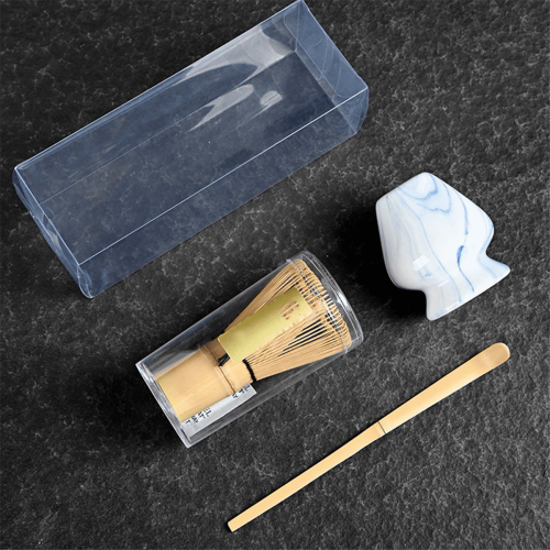 Keraaminen ja bambuinen matcha-teesetti, 3 osaa 2