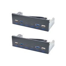 2X USB 3.0 Front Panel for Desktop 5.25In CD-ROM Drive Bay USB3.0/3.2 19Pin USB2.0 9Pin to 2x USB Type C
