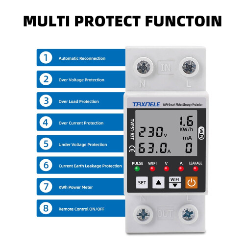 Tuya WiFi Smart Leckageschutzrelais 63A 1