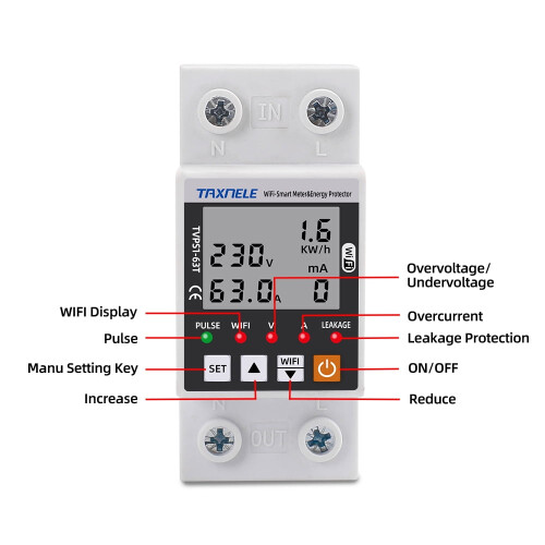 Tuya WiFi Smart Leckageschutzrelais 63A 2