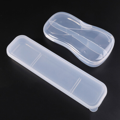 OOKWE portable transparent plastic cutlery case 1 set 2