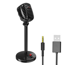 (3,5 mm) Universelles USB-Tischmikrofon im Vintage-Stil (3,5 mm) – ideal für Meetings, Büro und Gami