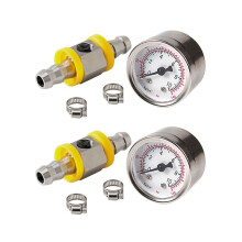 2x Universal-Kraftstoffdruckmesser 1/8 NPT (140 Psi) mit 3/8 Zoll Kraftstoffdrucksensor-T-Stück-Adap