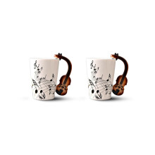 2x Keramiktasse mit Geigengriff, gratis dazu: Kaffee-, Milch- und Teetassen im Spektrum-Format, indi