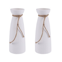 2X White Ceramic Vase Minimalist Style Decoration,Modern Home Decoration Porcelain Vase Matte Design (B Style)