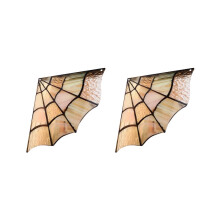 2x Spinnenglas-Raumdekoration, Spinnennetz-Türaufsatz, Wanddeko, Eckschild, Spinnennetze, Buntglasfe