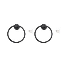 2X Towel Ring for Bathroom, Hand Towel Holder Round Towel Hanger Wall Mount 304 Stainless Steel Brushed Finish(Black)