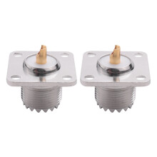 2 connecteurs coaxiaux UHF SO-239 femelles, forme carrée, à souder, pour radio amateur