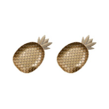2X Nordic Decorative Tray Gold Pineapple Shape Serving Tray Jewelry Pallet Fruit Dish Table Storage Organizer (Large)