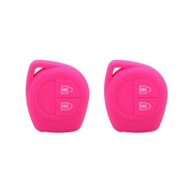 Lot de 2 étuis à clés de voiture en silicone pour SX4, Swift, Grand Vitara, Liana, Celerio et Jimny, avec alarme intégrée, rose rouge.