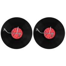 2x Europäische Retro-Wanduhr im nostalgischen, ultraleisen Stil mit Vinyl-Schallplatten-Design – Dek