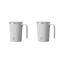 2X Self Stirring Coffee Mug Rechargeable Automatic Magnetic Mixing Cup ,400Ml Electric Mixing Cup Auto Mixer Cup White