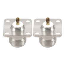 2X N Type Female Jack RF Coax Connector 4-Hole Panel Mount with Solder Cup,Silver