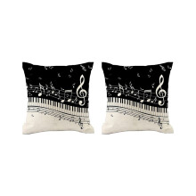 2x Kissenbezug mit Musiknoten-Motiv, Dekokissenbezug der New-Living-Serie, doppelseitiges Design, C