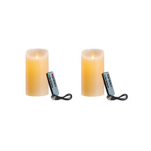 2X LED Candles, Flickering Flameless Candles, Rechargeable Candle, Real Wax Candles with Remote Control,10cm A