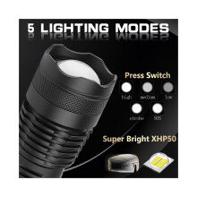 3000LM Powerful LED Flashlight XHP50 Tactical Torch Self Defense With 18650 Rechargeable Battery