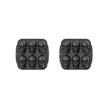 2er-Pack Halloween-Totenkopf-Kuchenform aus Silikon, 6 Mulden, Piraten-Totenkopf-3D-Backform, Schwar