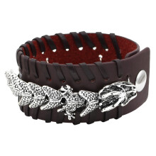 Verstellbares Norseman-Lederarmband für Herren mit-braun