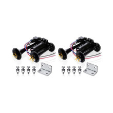 2x Hupen-Set, 12V 150Db Auto-Lufthupe, super lautes 2-Trichter-Zughupen-Set mit Kompressor für LKWs,