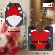 Conjunto de capa para assento sanitário e tapete natalinos (2 peças), decoração festiva para banheiro com Papai Noel, rena e boneco de neve,