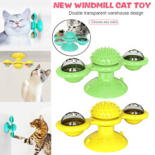 (Gelbes) Windmühlen-Spielzeug für Katzen, Puzzle-Drehteller, interaktives Haustierspielzeug