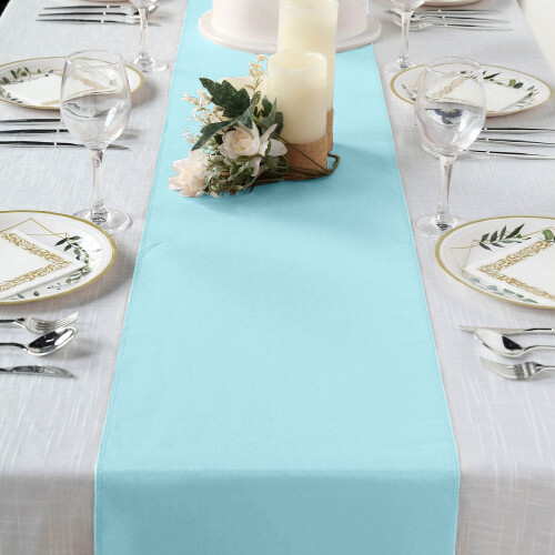 BalsaCircle5Pièces Chemin de table bleu clair 12" x 108" en polyester pour mariage et réception