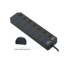 3.0 HUB Power High Speed Splitter Extender AC Adapter Cable Desktop 7 Port USB